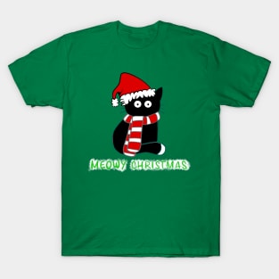 Black Cat wishing you Meowy Christmas! T-Shirt